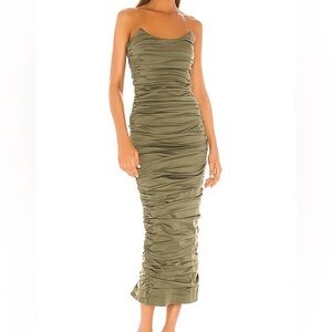 Miaou Strapless Army Green Fitted Dress Size S